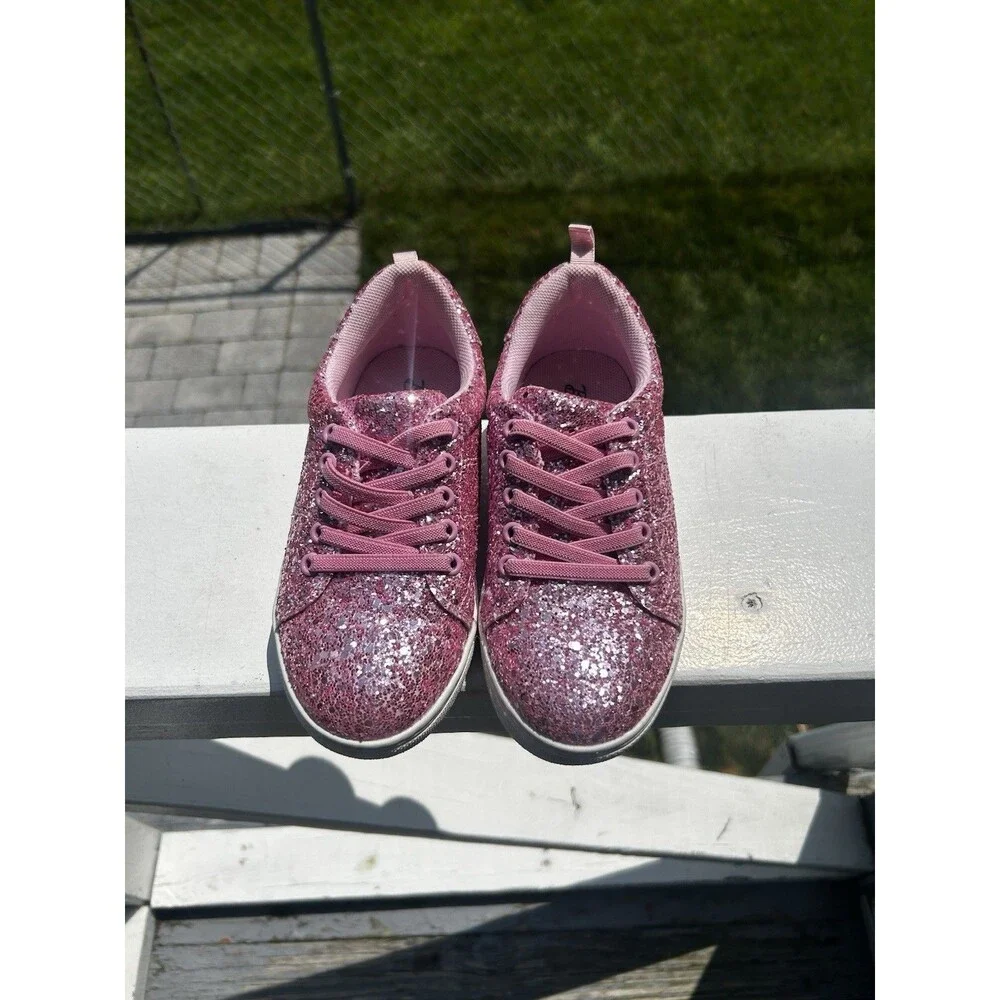Bernal Girls Pink Glitter Sparkle Sneakers Size 12